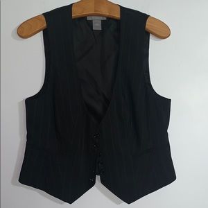 Ann Taylor Black Pinstripe Vest